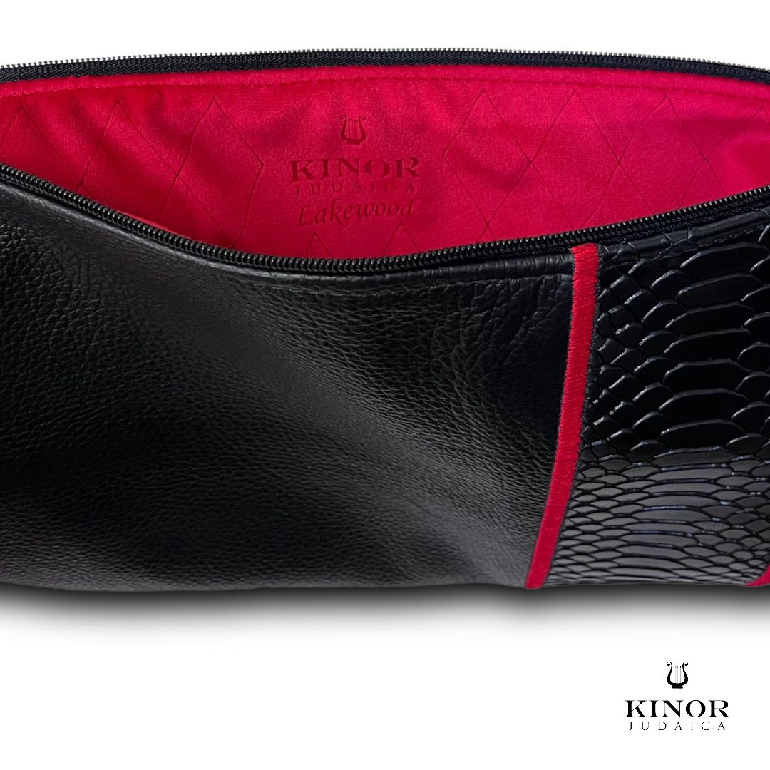 Pochette Talit & Tefiline cuir premium Noir & Rouge